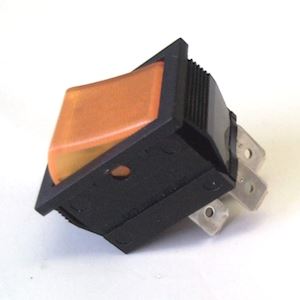 Rocker Switch 16Amp 250V DPST with Amber Neon (RS.DRS4N/A)