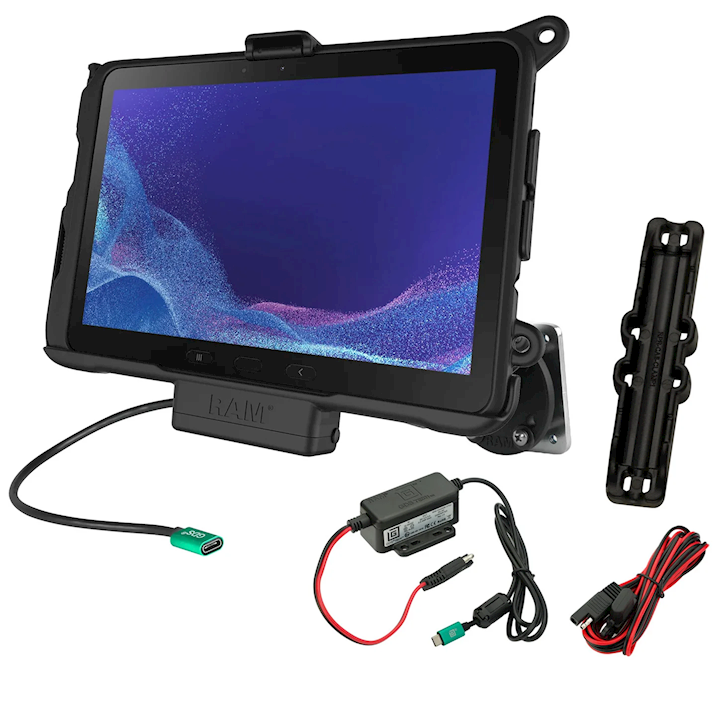 RAM® Powered Dock & Dashboard Mount for Samsung Tab Active4 Pro (RAM-101-225B2-SAM52CP-V7CU)