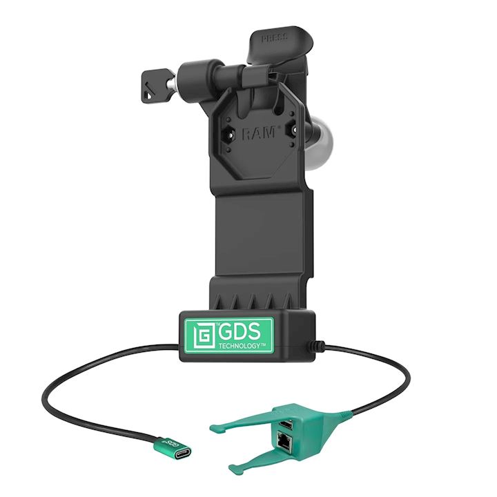 GDS® Uni-Conn™ Left Locking Powered Dock with USB-A & RJ45 Data (RAM-GDS-DOCKLL-U1CP-RJ45A)