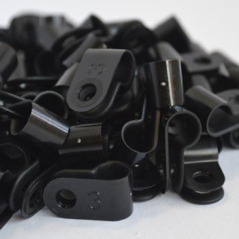 'P' Clip Black 6.5mm pack size 100 (NX.2)