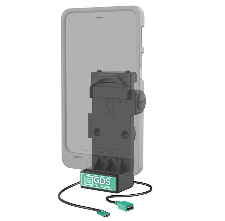 GDS® Uni-Conn™ Spring Loaded Power + Single USB-A Dock - Heated Pins (RAM-GDS-DOCK-V12-U1CPDHU)