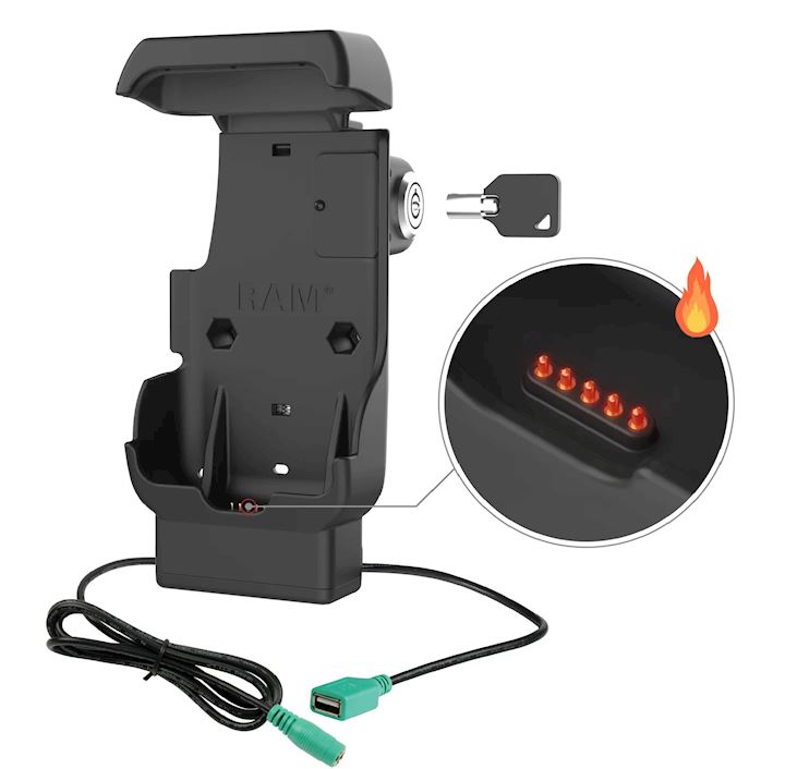 RAM® Locking Powered Dock + USB-A for Honeywell CT40/45/47 - Heated Pins (RAM-HOL-HON12PDHLU)