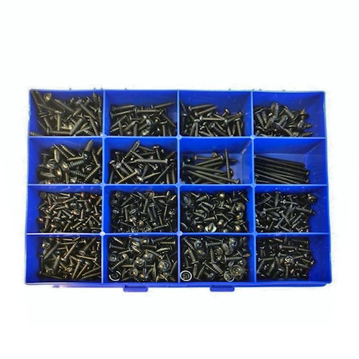 Assorted box of self-tapping screws in Black - Qty 1000 | From Co-Star