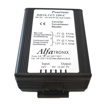 24VDC to 12VDC and 5VDC dual output converter Alfatronix