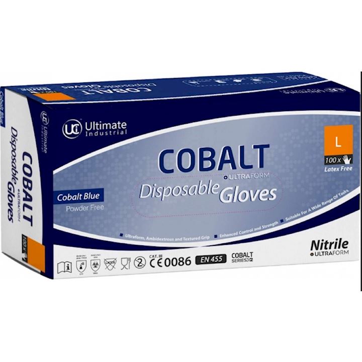 Cobalt Latex Gloves Powder Free Large (100 per box) (GL.3)