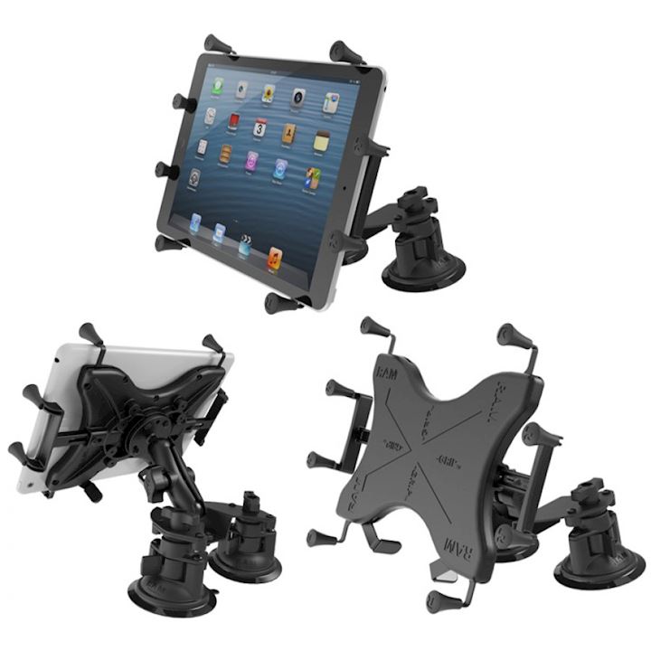 Universal X-Grip® Holder for 10" Tablets with a Dual Articulating Suction Cup Mount