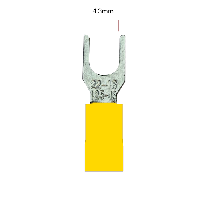 Yellow 4.3mm Pre-Insulated Fork Terminal (WT.40)