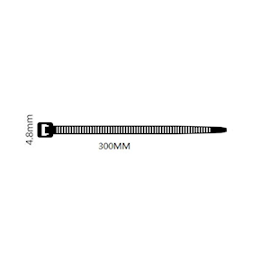 Cable Ties 300mm X 4.8mm Black Nylon 66 (CST.4)