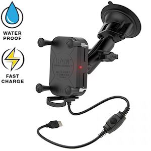RAM® Tough-Charge™ X-Grip Waterproof Wireless Charging Suction Cup Mount