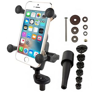 Fork Stem Mount with Short Double Socket Arm & Universal X-Grip Smart Phone Holder