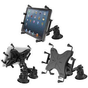 Universal X-Grip® Holder for 10" Tablets with a Dual Articulating Suction Cup Mount