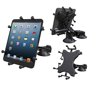 Double Twist Lock Suction Cup EFB Mount with Retention Knob & X-Grip® Holder for 10" Tablets