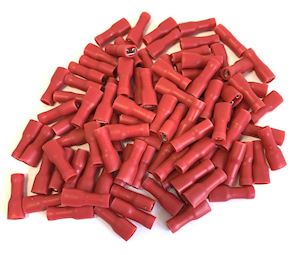 Red Fully Insulated Female Disconnect for 4.8mm tab, pack of 100. (WT.79)
